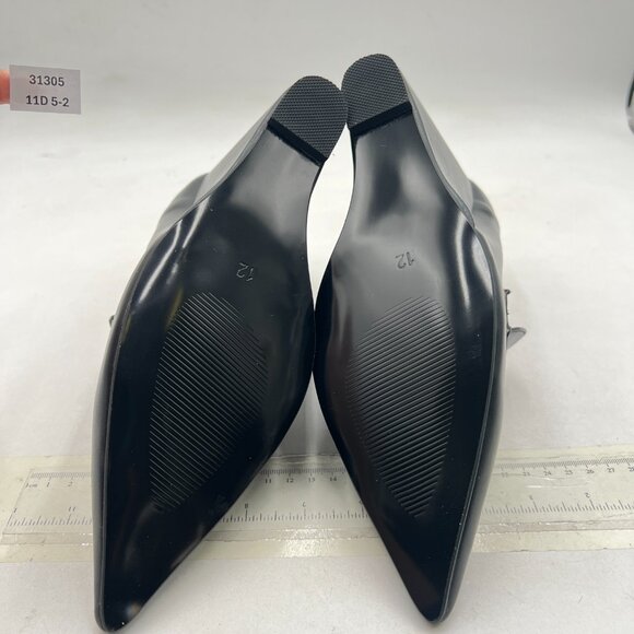 miss left Black Wedge Heel Loafers Pumps Slip On Pointy Toe High Heels Shoes - Picture 7 of 8